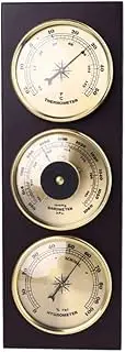 Weather Station with Wooden Frame Base, 3 in 1 Wall-Mounted Weather Station, Barometer Hygrometer for Hanging Home Office Indoor Outdoor