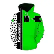 2022 Spring And Autumn New Kawasaki 3d Printer Digital Printing Zipper Hoodie Motorcycle Running Hoodie Men Ladies New 144 6XL