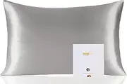 ZIMASILK 100% Mulberry Silk Pillowcase for Hair & Skin, 19 Momme Both Sides Pure Silk, 600 Thread Count, Hidden Zipper, 1pc (Queen 20"x30", Silver Grey)