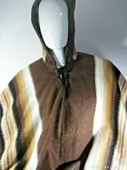 Andean Mountain Ceremony Peruvian alpaca wool poncho wit cap - large size