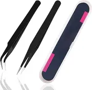 2 Pieces Sticker Tweezers, Cute Craft Tweezers for Stickers, Scrapbooking, Vinyl, Lashes, Electronics, Black