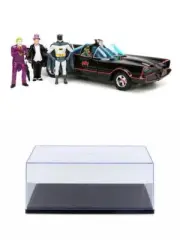 DIECAST CAR W/DISPLAY CASE 1966 BATMOBILE W/BATMAN ROBIN &VILLIANS 1/24