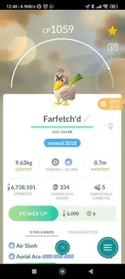 Farfetch'd ( Caught In 2018 ) Pokemon Trade Go