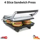 4 Slice Sandwich Press Grill Large Electric Non Stick Grill Jaffle Toast Maker