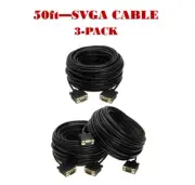 3-Pack - 50ft SVGA Male/Male Cable- PC Monitor Projector HDTV- High-Quality Cord
