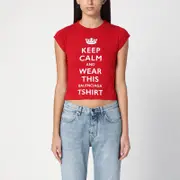 [Balenciaga] Red cropped t-shirt Keep Calm M Red