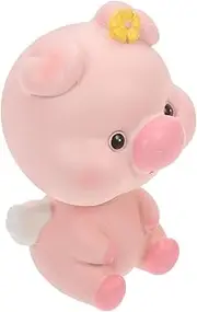 FUNNETOYU Shaking Head Pig Doll Figurine Cute Craft Decor for Home Car and Office Miniature Bobblehead Pig Statue for Year Creative and Design