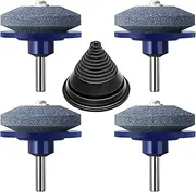 4 Pack Lawn Mower Blade Sharpener, Universal Rotary Lawnmower Blade Sharpen for Any Power Drill & Hand Drill with Lawn Mower Blade Balancer
