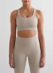[aim'n] Beige Melange Ribbed Seamless Bra