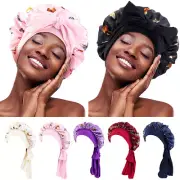 Curly Long Hair Night Sleep Cap Bonnet Satin Silk Head Wrap Turban Scarf Hats❥ ☇