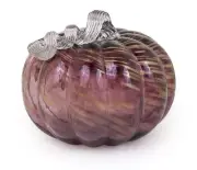 Mellow Mauve 7" Glass Pumpkin Hand Made