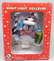 Penguin Christmas Night Light Holiday Plug-in Presents Candy Cane