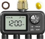 Xtsuen Water Timers for irrigation, Hose Timer with Rain Delay/Automatic & Manual Mode, Sprinkler Timer for Garden IPX5 Waterproof/Large Screen LCD Display