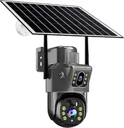 Dual Lens Solar 4G IP Camera 8MP 4K Surveillance Camera WiFi for Smart Home Night Vision with People Detection CCTV(Type-C_WiFi CCTV 64G Card)