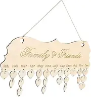 Kisangel Wood Reminder Plaque Birthdays Reminder Calendar Easy Assemble Wall Hanging Board