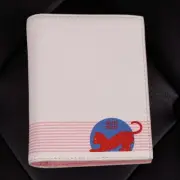NEW $490 MIU MIU White Pebble Leather Madras RED CAT LOGO Graphic Bifold WALLET