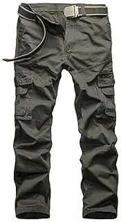 [HanzhuoLG] Men's Overalls Military Tactical Camouflage Cargo Pants Training Work Camo Combat Offroad Army Male Clothing Baggy Trousers For Men grey L