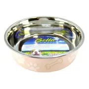 Stainless Steel & Light Pink Dish with Rubber Base Medi