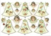 German Embossed GOLD GLITTER Scrap Die Cut - Christmas Easter Angels EF7317Gold