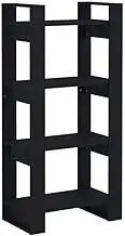 Bookcase Room Divider - Solid Pinewood Standing Shelf (60x35x125 cm) | Space-Saving Storage Solution for Small Spaces & Home Office | Sturdy & Stylish Black Wooden Bookcase