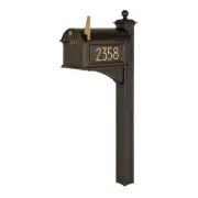 Unbranded Post Mount Mailboxes Modern Balmoral Dark Bronze/Gold Monogram Mailbox