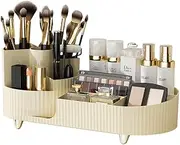 Rotating Makeup Storage Organizer,Large Capacity Skincare Storage Box,Cosmetics Display Case with 360° Rotating Makeup Brush Holder Organizer,Desk Organizer for Lipsticks,Skincare,Brushes