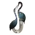 Murano Glass Pair of Calcedonia Herons by Oscar Zanetti