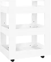 vidaXL Kitchen Trolley Cocktail Serving Trolley Storage Dining Room Rolling Cart Organiser Drink Food Shelf Rack White Engineered Wood