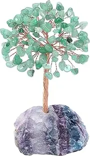 Jovivi Natural Green Aventurine Crystal Tree, Raw Healing Crystals Fluorite Base Bonsai Money Tree for Home Office Table Decor Wealth and Luck