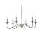 Elegant Lighting LD5056D30 Rohan 6 Light 30"W Taper Candle Style Polished Nickel