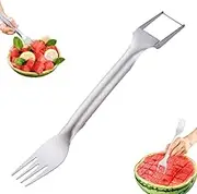 Roquit Watermelon Cutter, 2-in-1 Stainless Steel Fruit Cutter Watermelon Fork Cutter Slicer Tool, Upgrade Portable Fruit Cutters Fork, Melon Fruit Knife Kitchen Gadgets for Party Family(Color A,1pc)