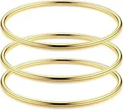 [Sanfenly] 3mm 14K Gold Bangles for Women Bangle Set Stainless Steel Stackable Glossy Thin Round Bangle Bracelet