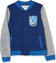 [SEGA] Boys' Sonic The Hedgehog French Terry Button Up Varsity Bomber Jacket Toddler to Big Kid