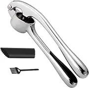 Garlic Crusher Press - Stainless Steel Garlic Masher & Peeler Tool - Rust Proof, Easy Squeeze Vegetable Masher, Kitchen Gadgets Accessories
