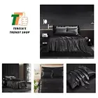 5Pcs Black Satin Sheets Set King Size Bed Sheets Black Silk Sheets King Comfo...