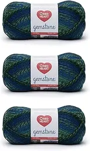 Red Heart Gemstone Yarn, 3 Pack, Emerald 3 Count
