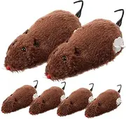 NOLITOY 6 Pack Wind-up Interactive Cat Toys Stuffed Mice for Indoor Cats Plush Clockwork Rat Toy Random
