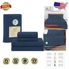 Estate Blue Organic Cotton Full Bed Sheet Set - 4-Piece Crisp Percale Comfort