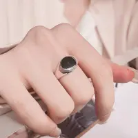 在飛比找momo購物網優惠-【KT DADA】歐美戒指 ins戒指 可調節戒指 黑色戒指