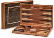 Yellow Mountain Imports 13-Inch Wooden Backgammon Set with Wood Inlay for 2 Players, Ages 12+