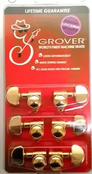 Grover Locking Grip Machine Heads 502G Gold Finish 3 and 3 Lifetime Warranty