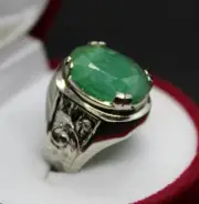 Natural Emerald Ring Panna Emerald Stone Ring Elegant Oval Emerald Ring Silver