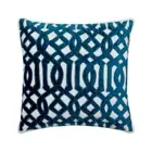 Decorative Throw Pillow Cover Blue 16"x16", Room Decor Velvet Fabric - Artemis