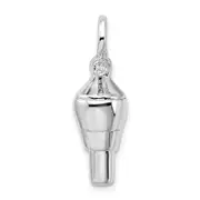 Sterling Silver De-Ani Rhodium-Plated Polished 3D Swivel With Shackle Bail Pendant