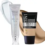 FACES CANADA Celeb Glow Kit | Silver Strobe Cream (30ml) + Medium Natural All Day Hydra Matte Mini Foundation (18ml) | Makeup Kit For Women (Combo Pack of 2)