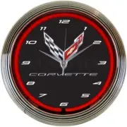 Corvette C8 - 15" Round Neon Wall Clock