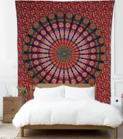 Boho Queen Peacock Mandala Tapestry Wall Hanging Tapestries Home Decor Bedspread