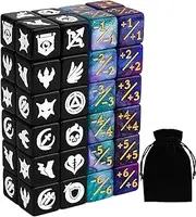 48 Pieces MTG Dice Counters Icon Abilities Keywords Counter Plus One Buff Life Tokens Dice Set for TCG Magic Cards Game Accessories, Purple