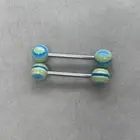 Pair of 14 gauge barbells for nipple rings tongue rings blue and yellow new