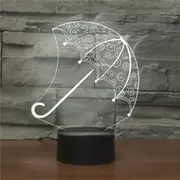 Umbrella Shape 3D Colorful LED Vision Light Table Lamp, USB Touch Version